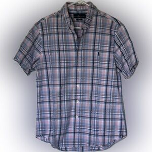 Ralph Lauren Men’s Button down Short Sleeve Shirt.   Size L Slim Fit.